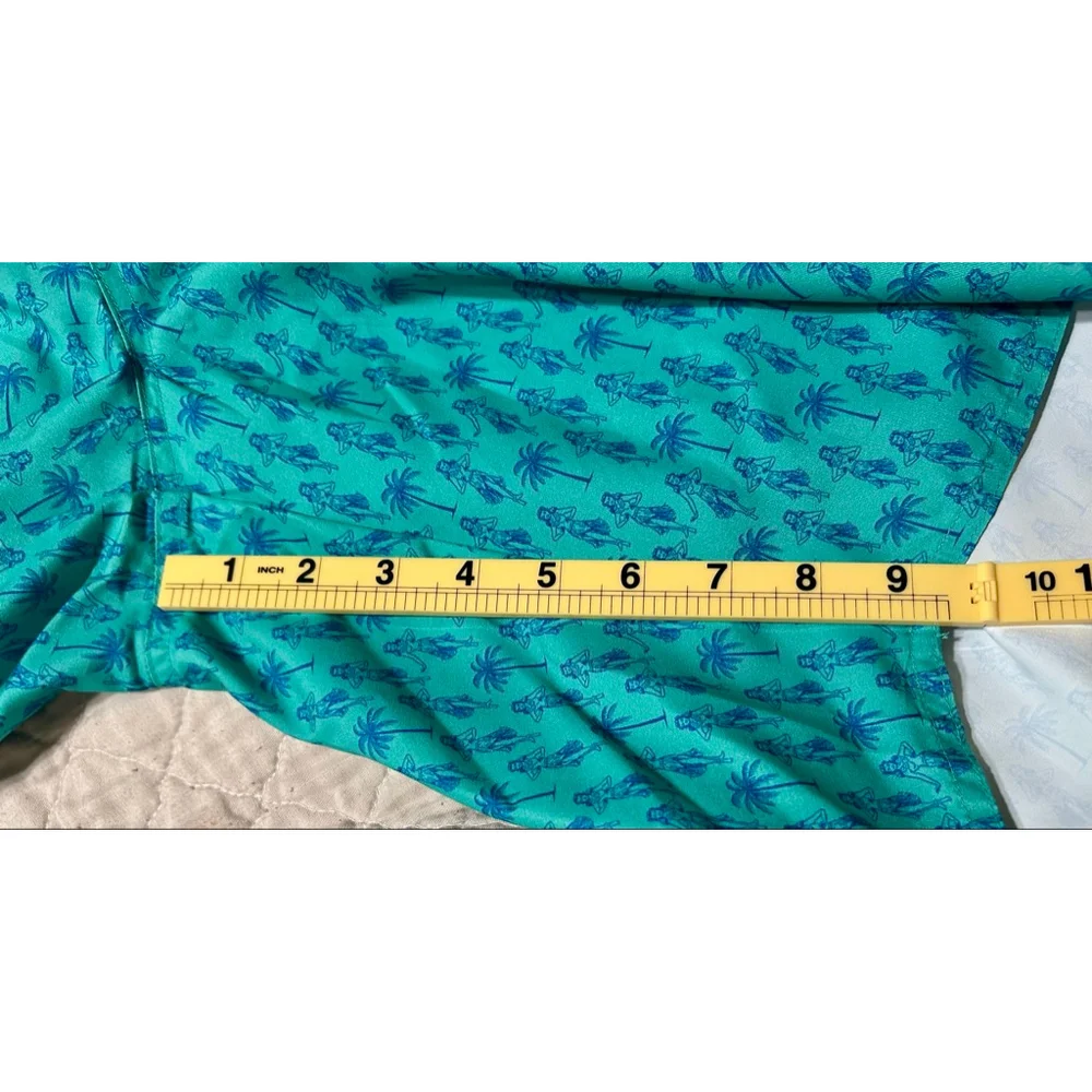 Men's St. John's Bay Swim Trunks 4XL Teal Blue Hula Palm Hawaiian Summer